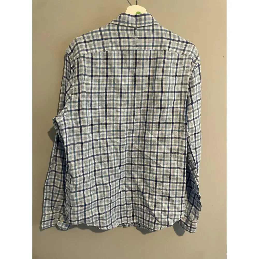 Banana Republic Men Long Sleeve 100% Linen‎ Button Shirt Top Size Medium